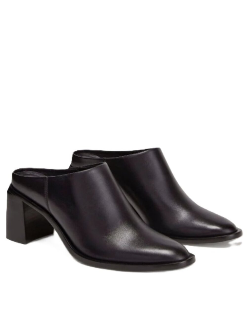 NEW Everlane The Outlaw Black Mules Sz 6.5 M NWOB Italian Leather 3" Block Heel